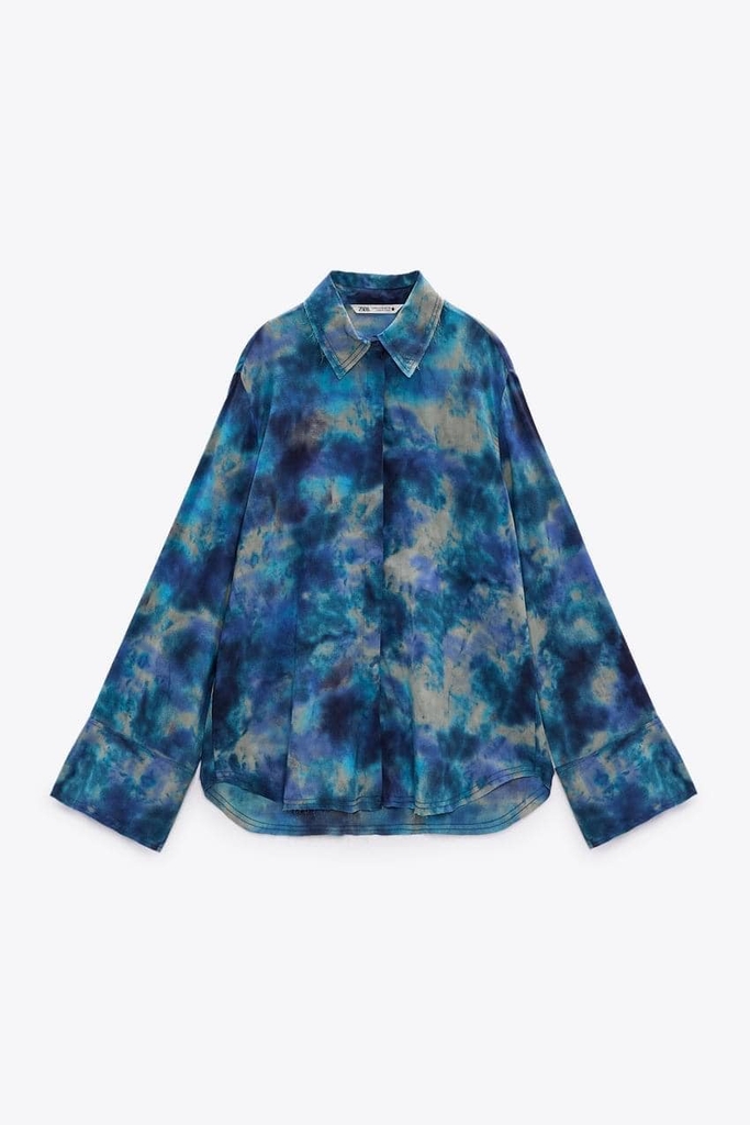Áo sơ mi dáng rộng màu loang Zara Auth New Tag có sẵn 5216/254 5216254