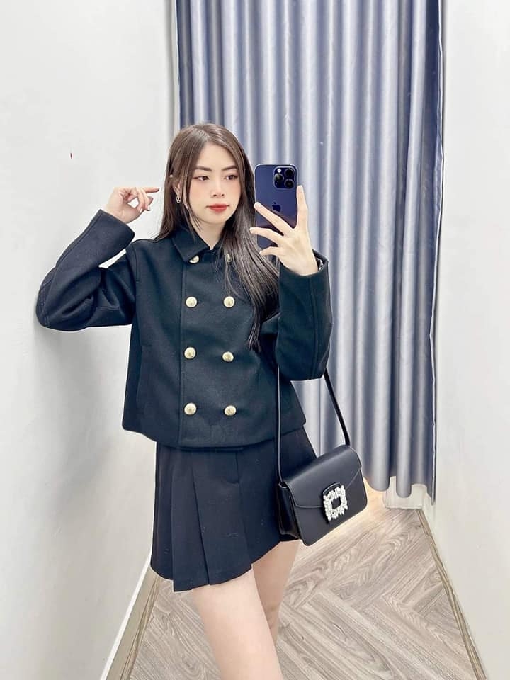 Áo khoác dạ dáng ngắn khuy vàng Zara Auth New Tag có sẵn 3046/289 3046289