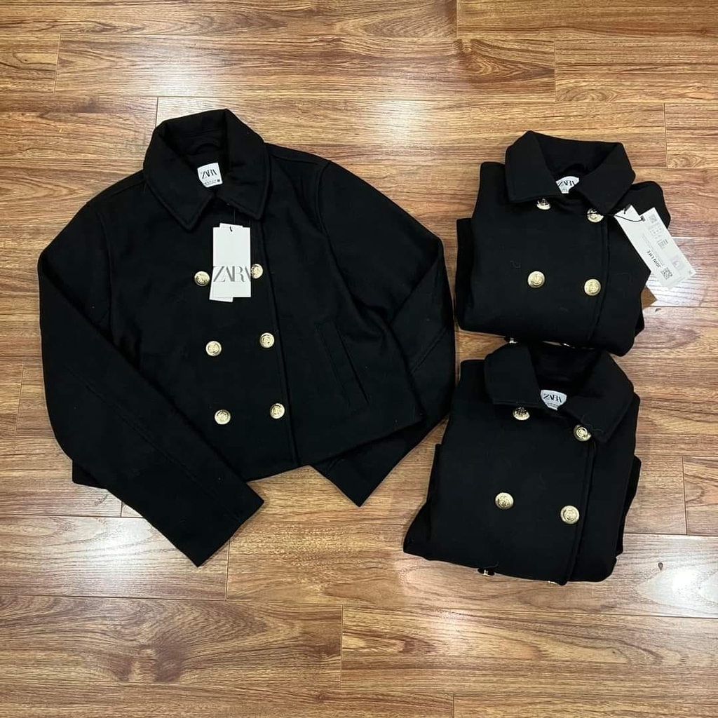 Áo khoác dạ dáng ngắn khuy vàng Zara Auth New Tag có sẵn 3046/289 3046289