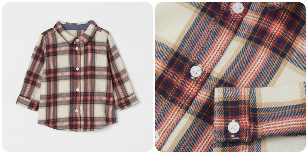 Áo sơ mi kẻ bé trai H&M Auth New Tag có sẵn 0890701003