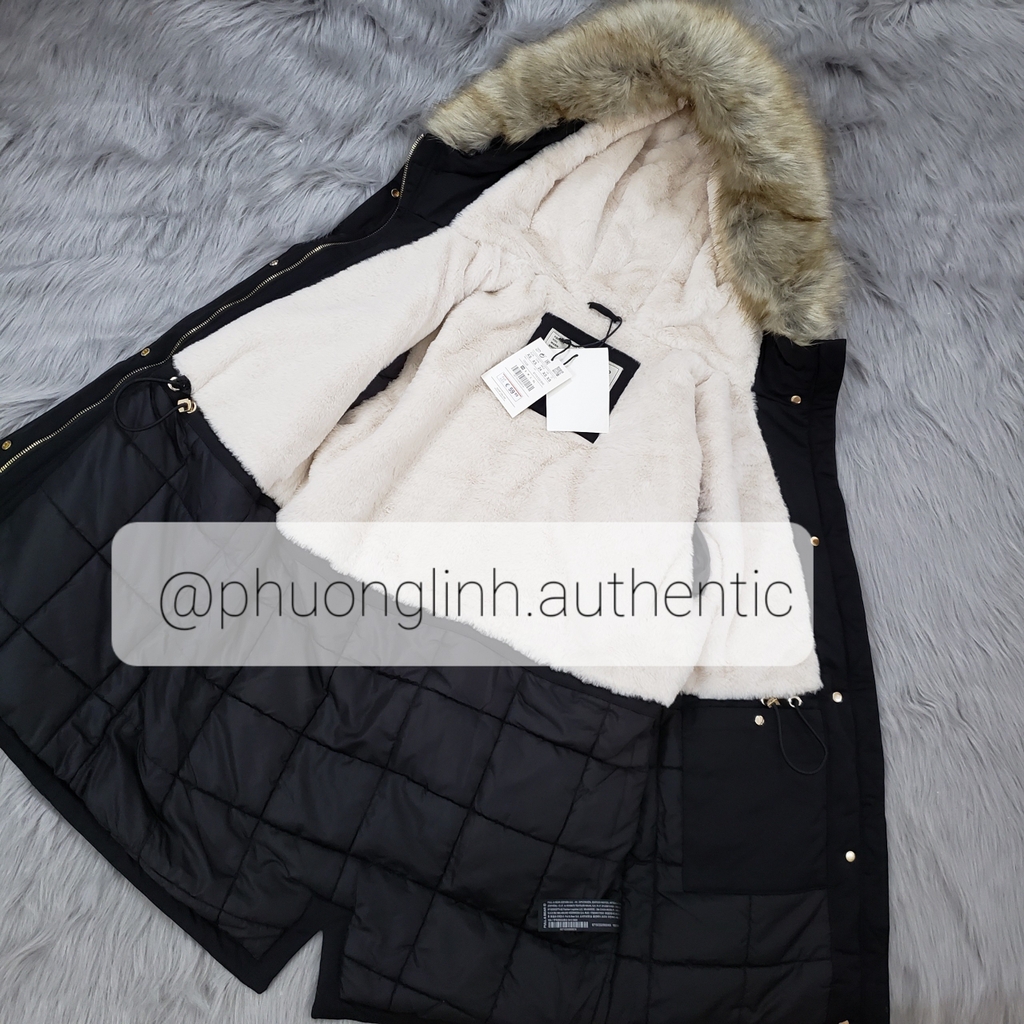Áo Parka dáng dài lót lông Pull&Bear form rộng Auth New Tag có sẵn