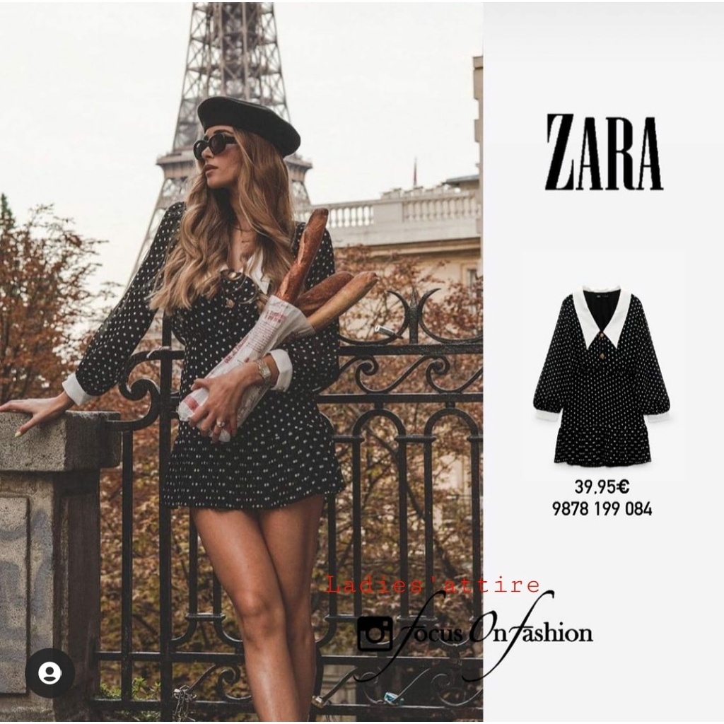Váy chấm bi dáng ngắn chiết eo Zara Auth New Tag có sẵn 9878/199 9878199 9878/238 9878238