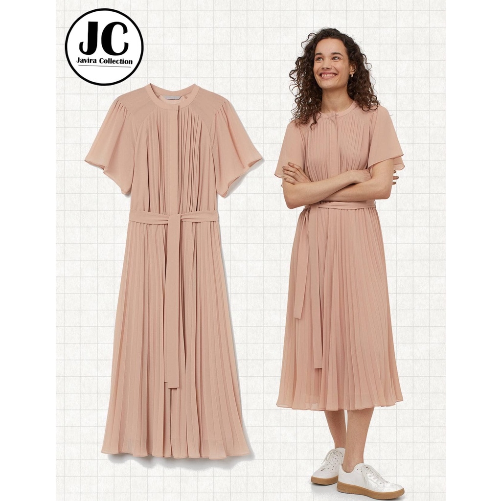 Váy dáng dài xếp ly dây eo H&M Auth New Tag có sẵn 0961798001/005