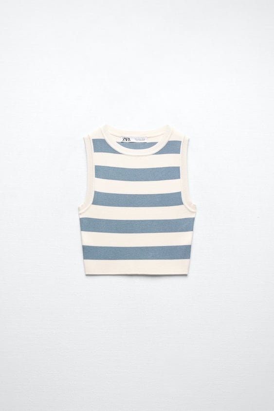 Áo Croptop dáng basic cổ tròn sát nách Zara Auth New Tag có sẵn 3519/030 3519030