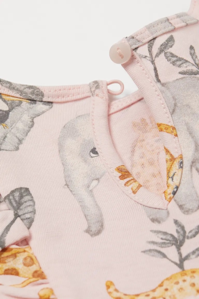 Váy cánh tiên chất liệu cotton họa tiết animal H&M Auth New Tag có sẵn 0928133011 Ruffle-trimmed Jersey Dress