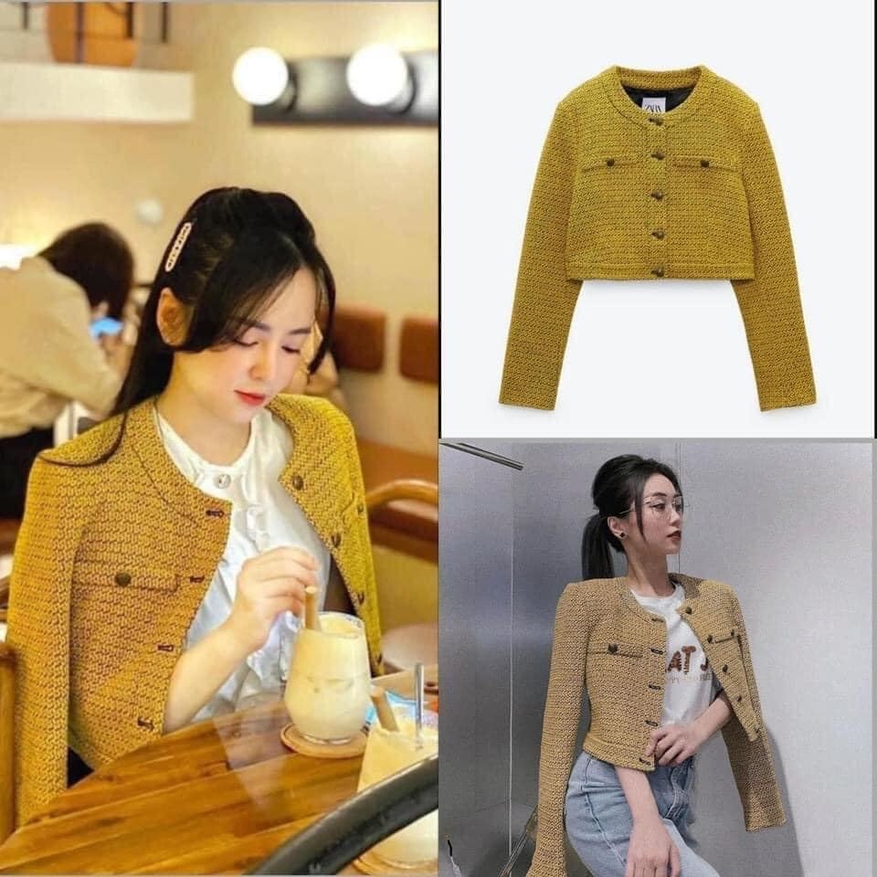 Áo khoác dạ tweed dáng ngắn Zara Auth New Tag có sẵn 2674/712 2674712