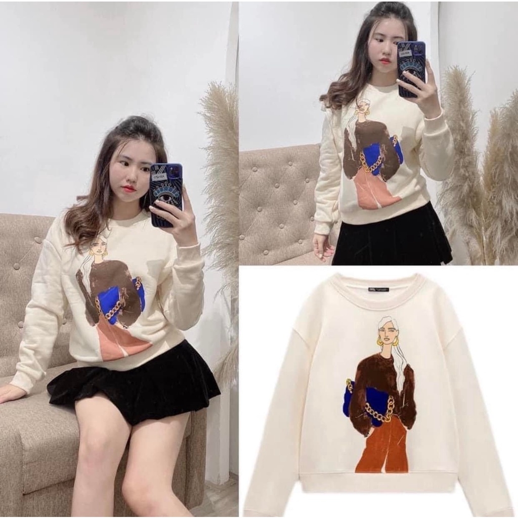 Áo nỉ  lót lông dáng rộng Zara Auth New Tag có sẵn 5644/664 5644664