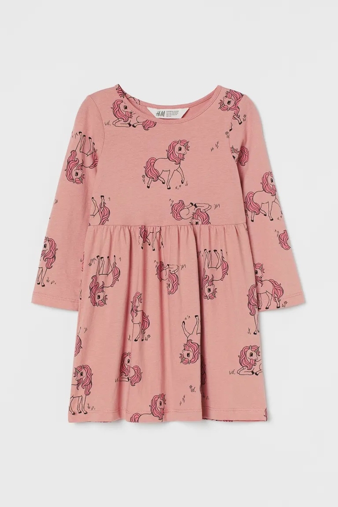 Váy thun dài tay chất liệu cotton Unicorn H&M Auth New Tag có sẵn Cotton Jersey Dress 0929076008