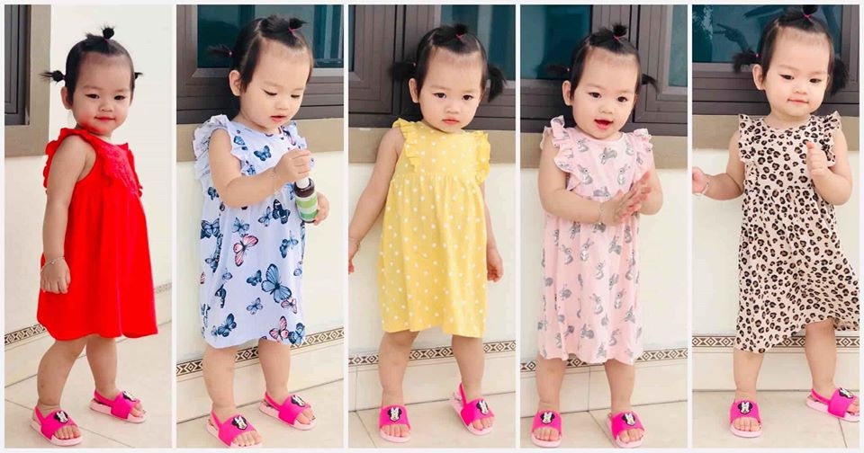 Váy cánh tiên họa tiết chấm bi vàng chanh H&M Auth New Tag có sẵn 0808801021 Ruffle-trimmed Cotton Dress