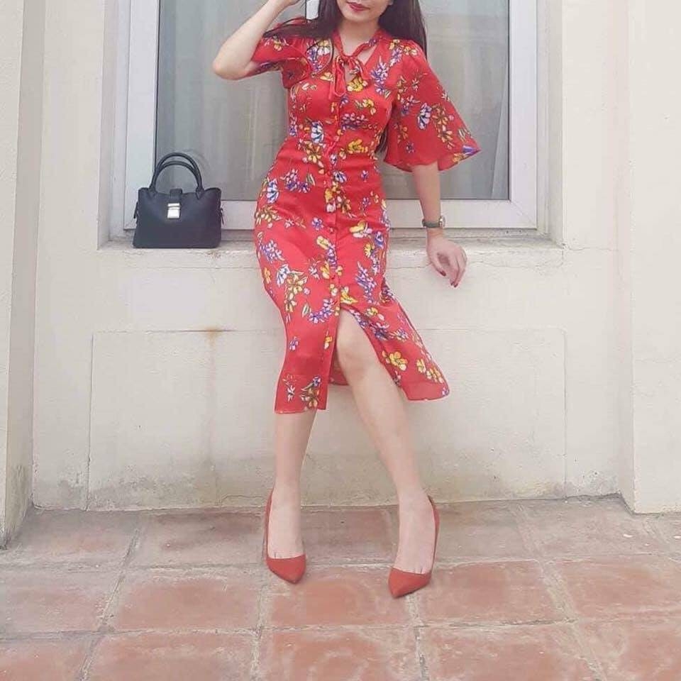 Váy lụa hoa Mango Auth new tag có sẵn 11045027