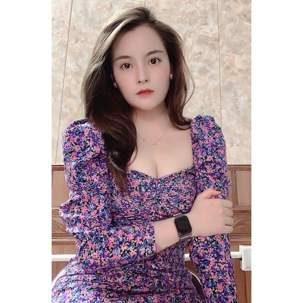 Váy hoa cổ vuông dáng dài Zara Auth new tag có sẵn 0794/104 0794104