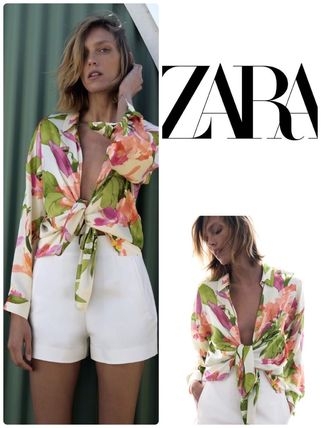 Áo sơ mi lụa in hoa Zara Auth New Tag có sẵn 3515/262 3515262