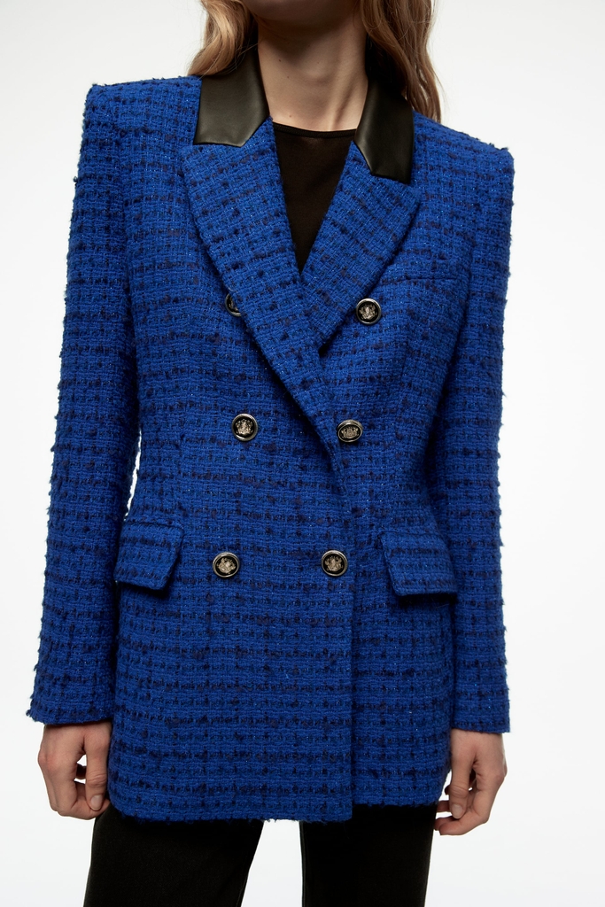 Áo khoác Blazer cổ viền da có túi Zara Auth New Tag có sẵn 2128/242 2128242