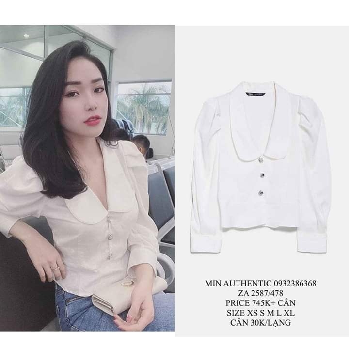Áo kiểu Zara cúc mặt đá Auth new tag có sẵn