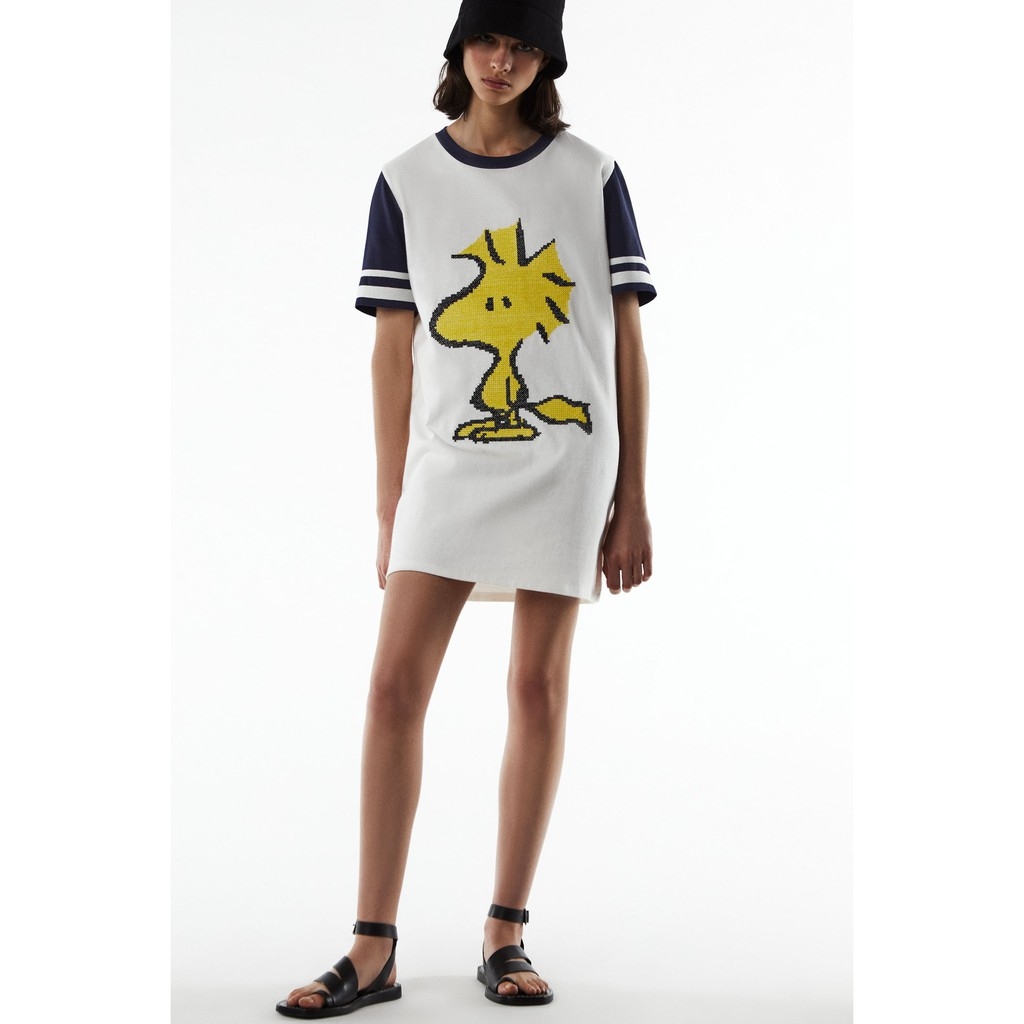 Váy dáng suông thêu Peanuts Zara Auth new tag có sẵn 1131/353 1131353 bầu có thể mặc được