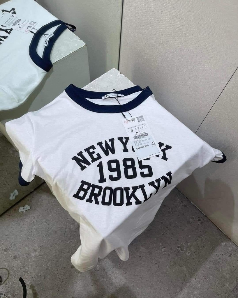 Áo phông basic VARSITY in chữ nhiều màu Zara Auth New Tag có sẵn 5643/319 5643319