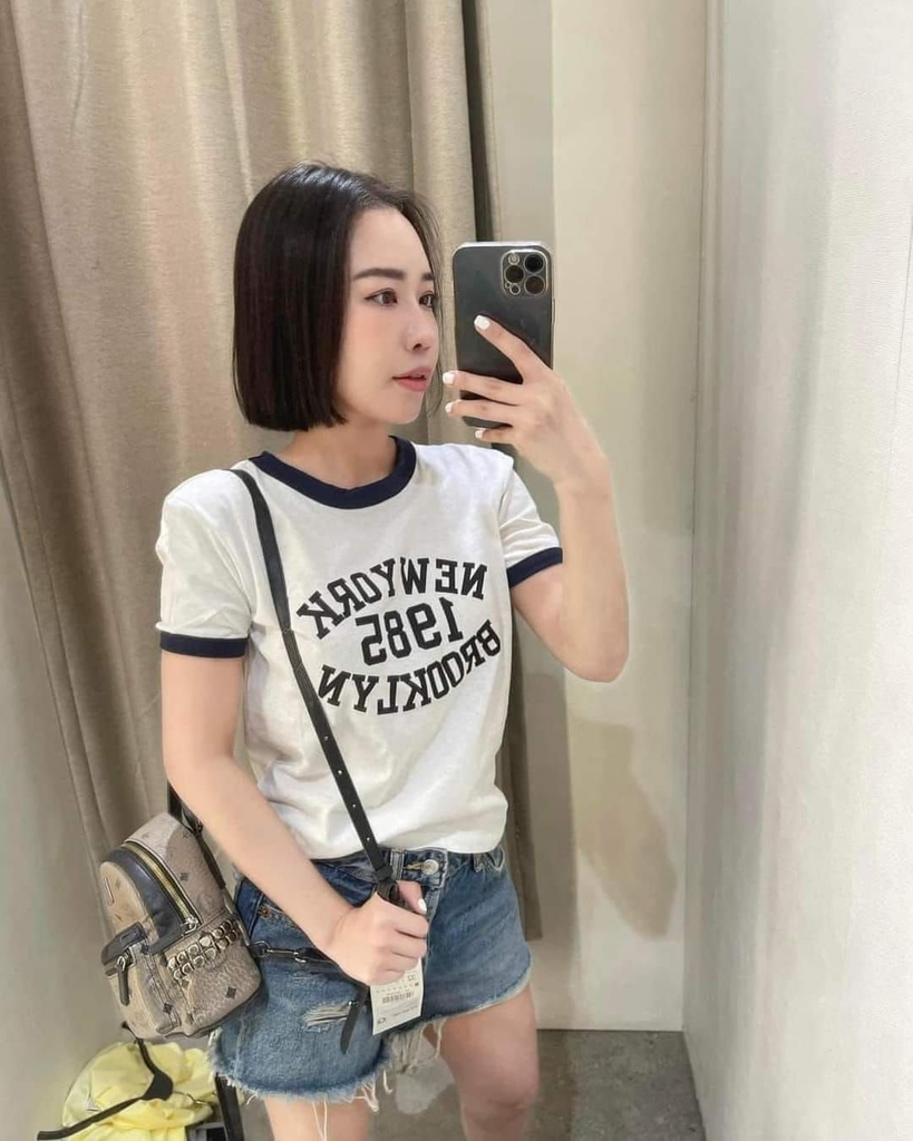 Áo phông basic VARSITY in chữ nhiều màu Zara Auth New Tag có sẵn 5643/319 5643319