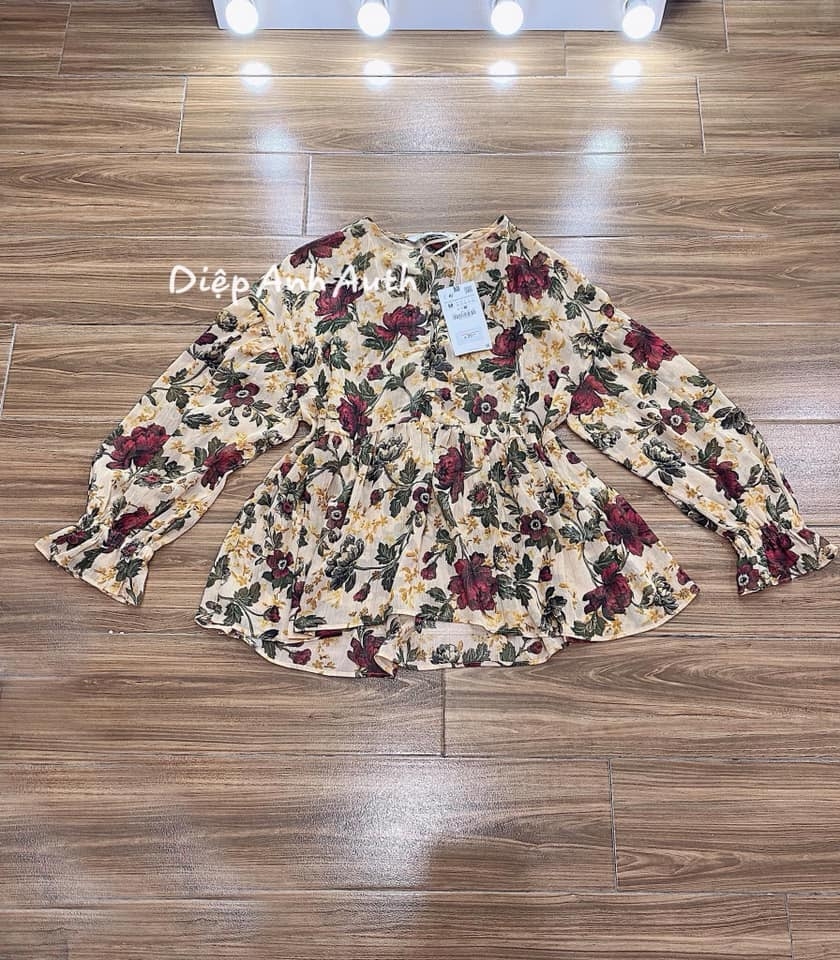Áo Blouse voan chỉ kim tuyến chìm dáng rộng Zara Auth New Tag có sẵn 8351/223 8351223