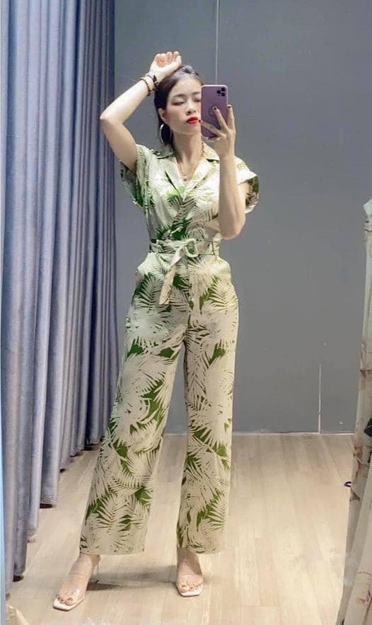 Jumpsuit dáng dài họa tiết lá Mango Auth New Tag có sẵn 67069215