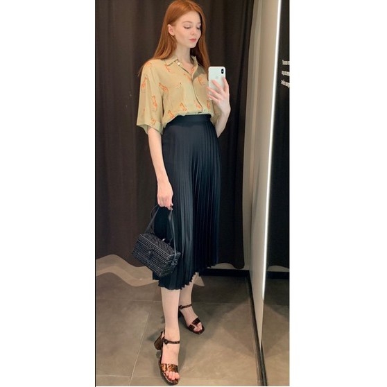 Chân váy dài xếp ly Zara Auth new tag có sẵn