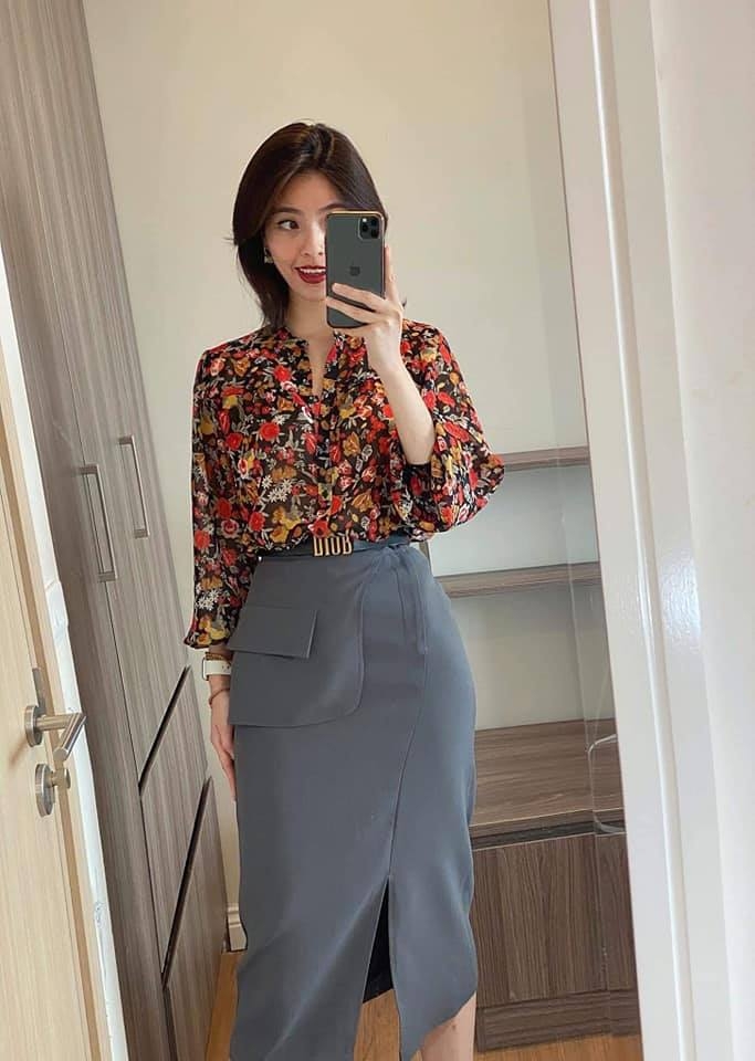 Áo blouse voan hoa Mango Auth New Tag có sẵn 67045975