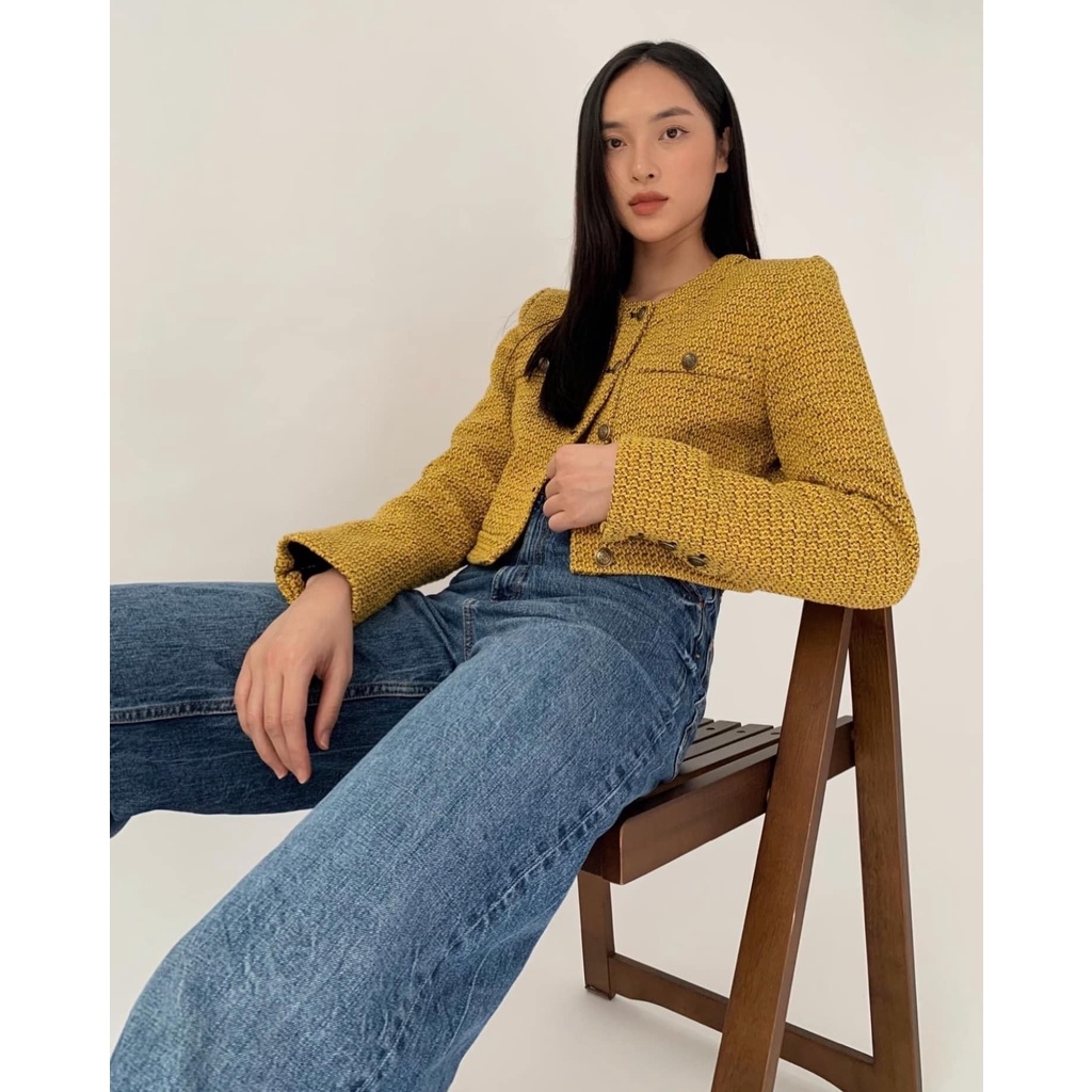 Áo khoác dạ tweed dáng ngắn Zara Auth New Tag có sẵn 2674/712 2674712