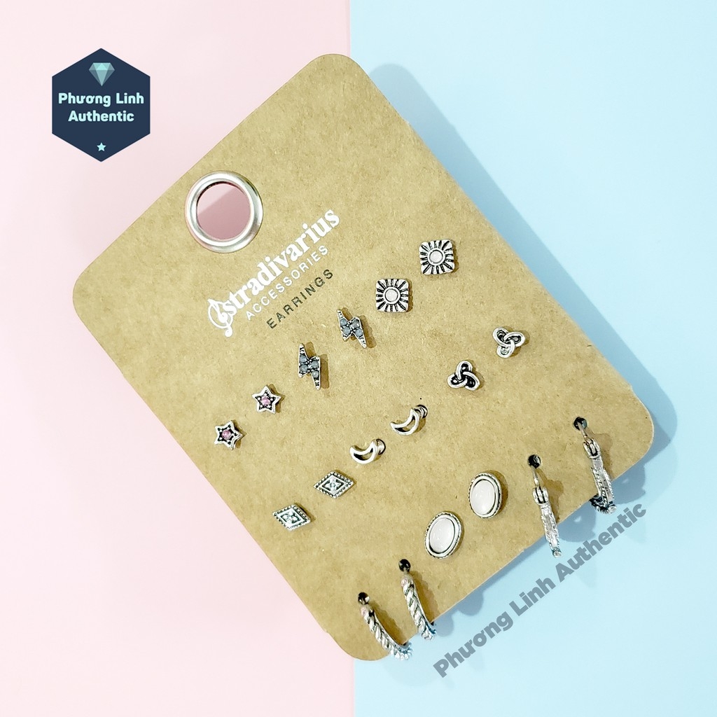 Set kẹp tóc/khuyên tai thời trang Stradivarius có sẵn Auth New tag