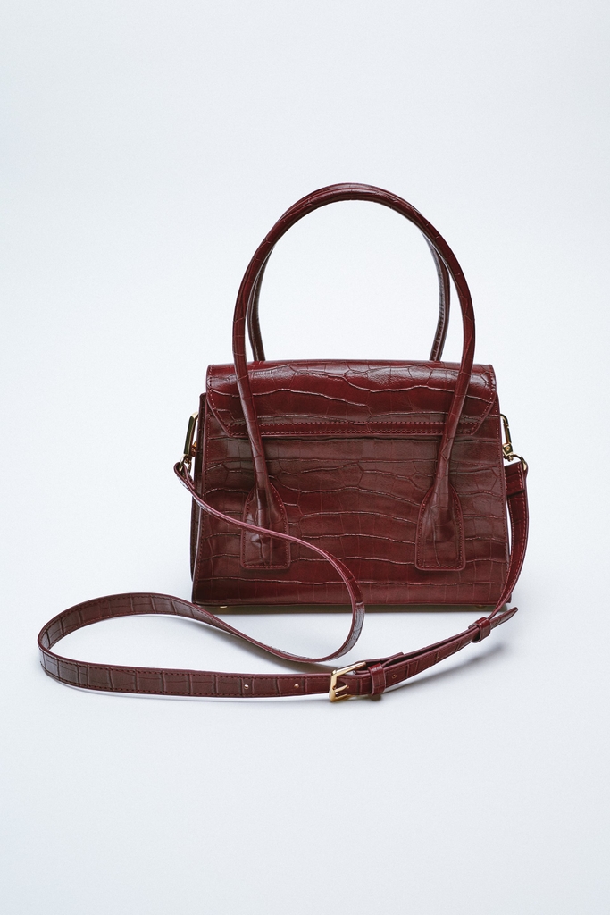 Túi xách họa tiết giả da rắn, có dây đeo Zara Auth New Tag có sẵn 6062/810 6062810