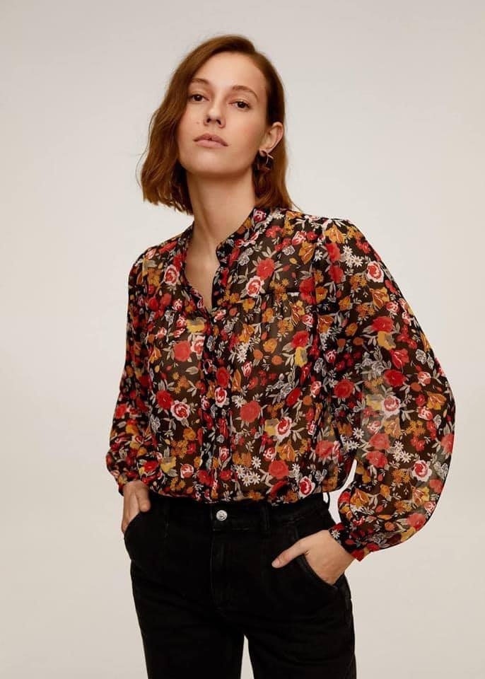 Áo blouse voan hoa Mango Auth New Tag có sẵn 67045975