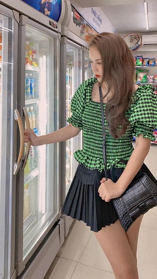 Áo Blouse kẻ chun tay bồng Zara Auth New Tag 3198/041 3198041