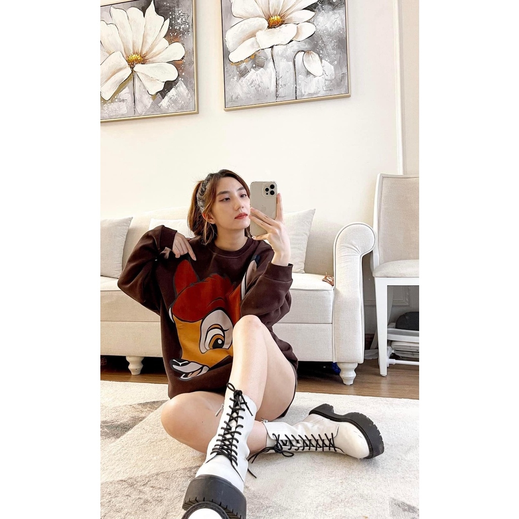 Áo nỉ Bambi lót lông dáng rộng Zara Auth New Tag có sẵn 1165/661 1165661