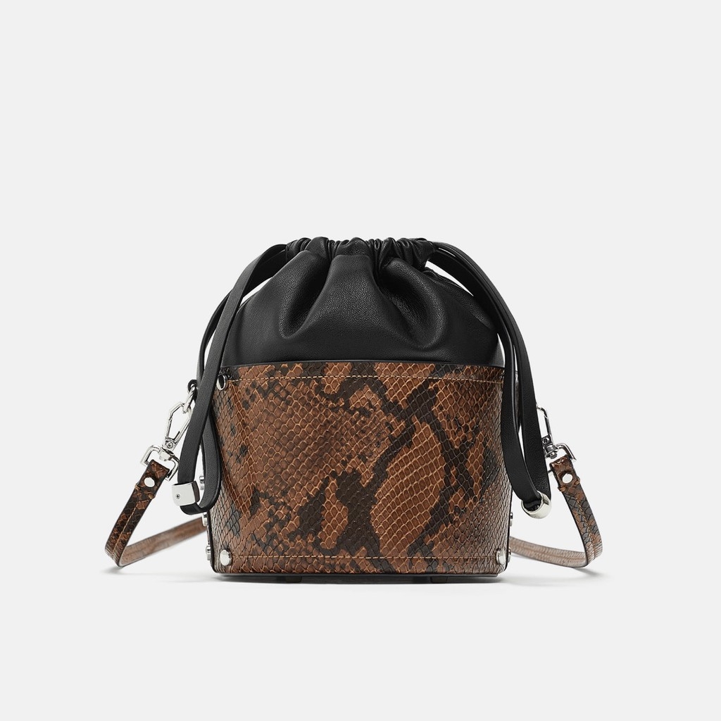 Túi Bucket da rắn Zara Auth new tag có sẵn 7366/304 7366304