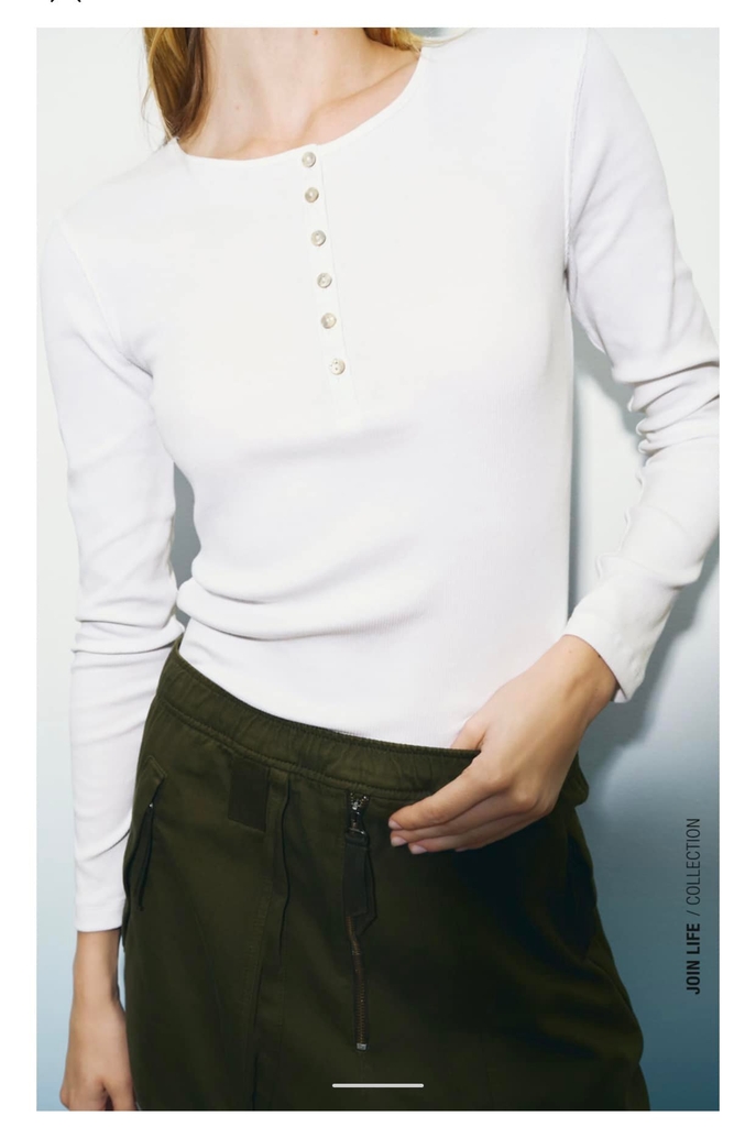 Áo thun dài tay cúc cổ Zara Auth New Tag có sẵn 1044/651 1044651
