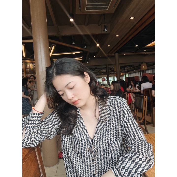 Áo sơ mi dáng rộng họa tiết Mango Auth New Tag có sẵn 67080544
