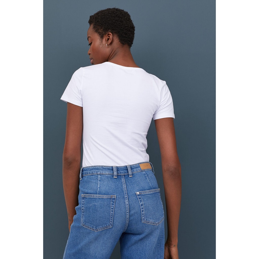 Áo phông cổ tròn basic dáng ôm chất co dãn nhiều màu H&M Auth new tag có sẵn 0778064