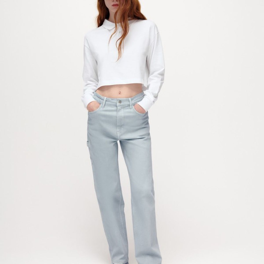 Áo Polo dài tay dáng ngắn Zara Auth New Tag có sẵn 4424/825 4424825