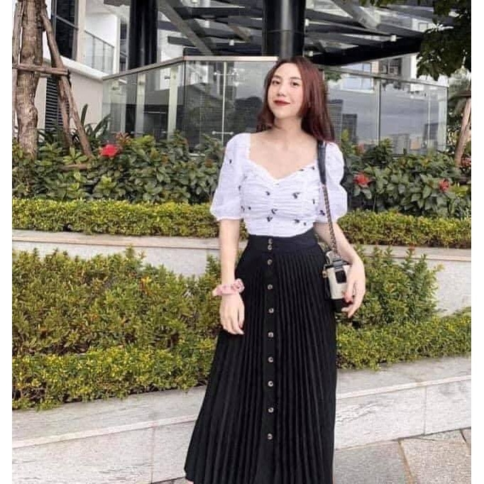 Chân váy xếp ly dáng dài Stradivarius Auth new tag có sẵn 1326/286 1326286