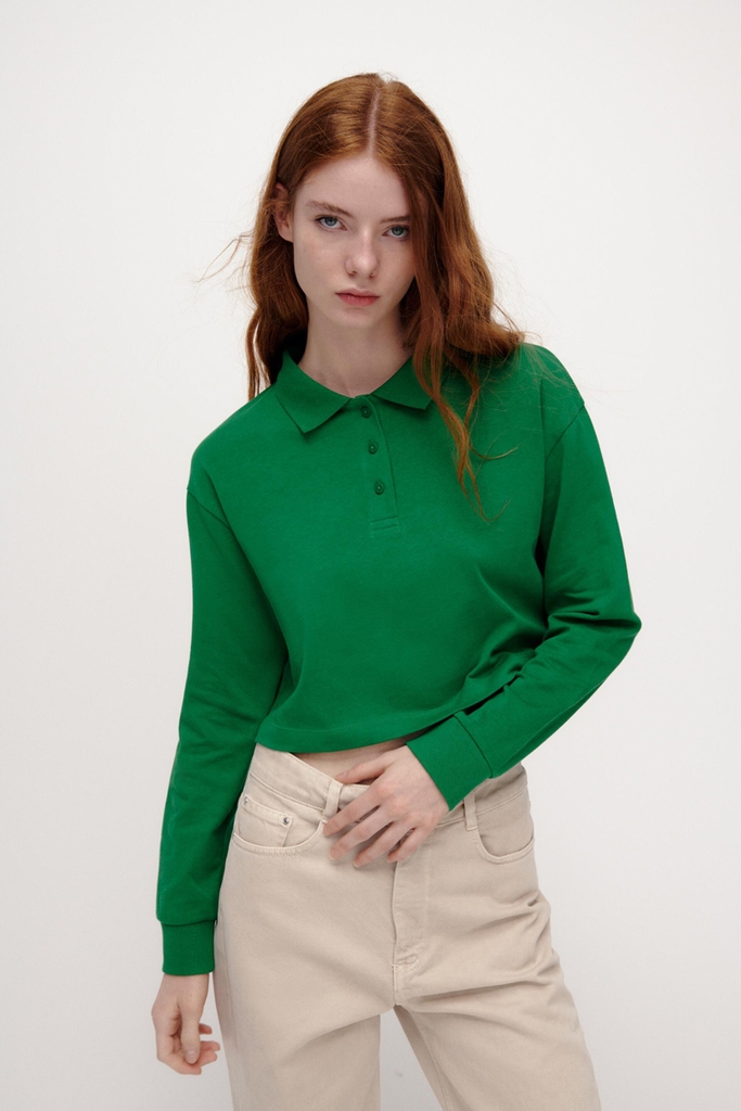 Áo Polo dài tay dáng ngắn Zara Auth New Tag có sẵn 4424/825 4424825