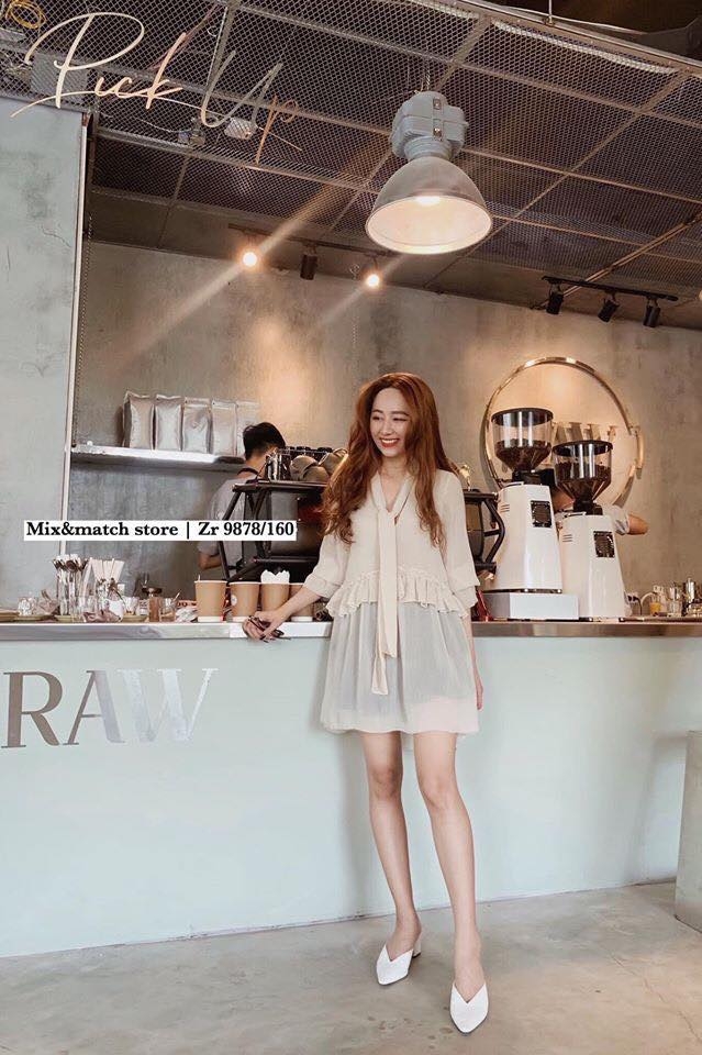 Áo Blouse dáng dài nơ cổ Zara Auth New Tag có sẵn 9878/160 9878160