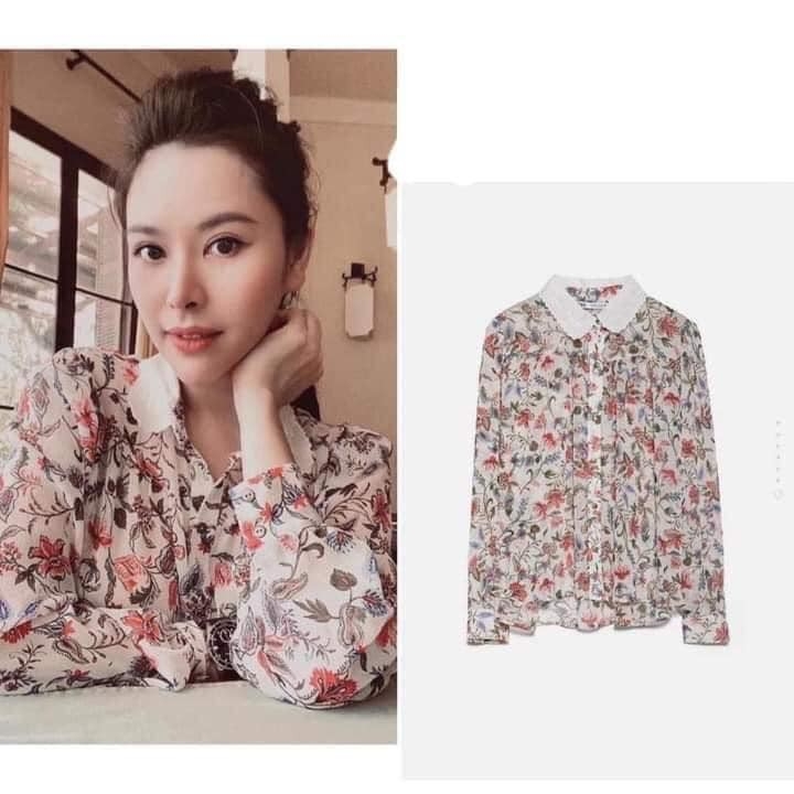 Áo sơ mi cổ sen Zara Auth new tag có sẵn