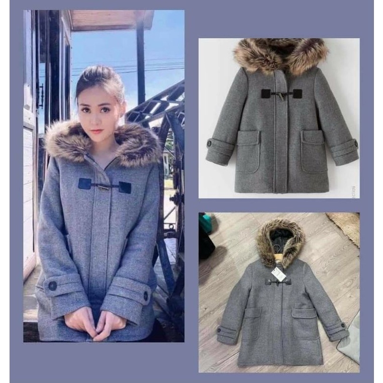 Áo khoác Dạ có mũ Zara Auth new tag có sẵn 6111/127 6111127