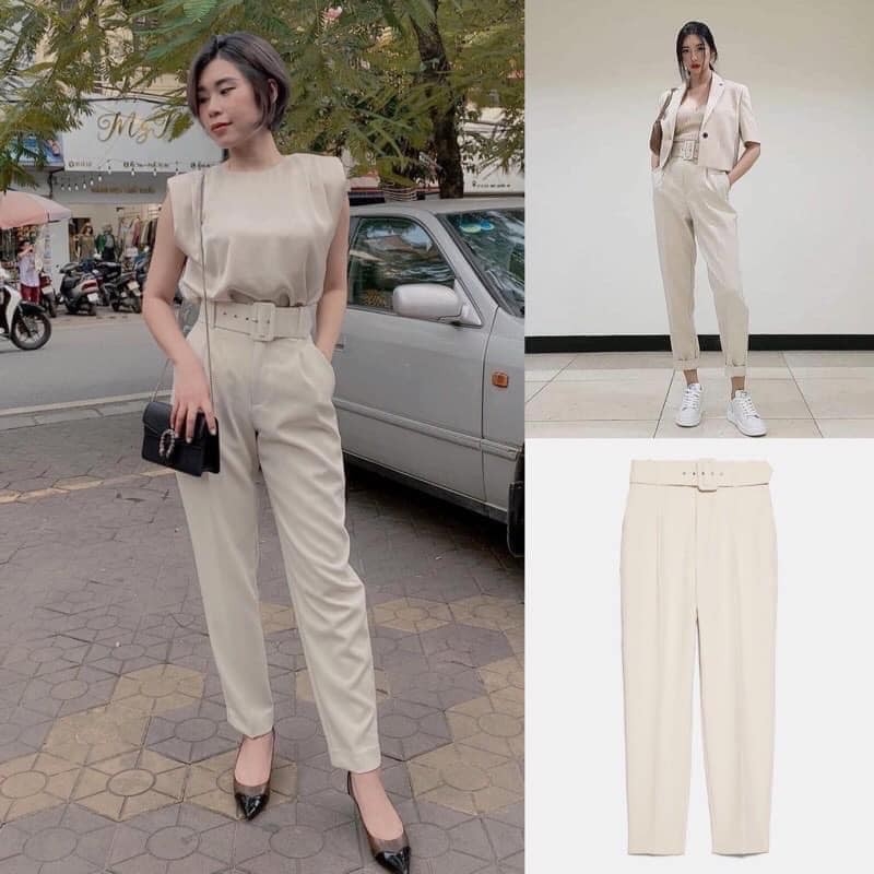 Quần dáng đứng kèm belt Zara Auth new tag có sẵn 4387/030 4387030 4387/240 4387240