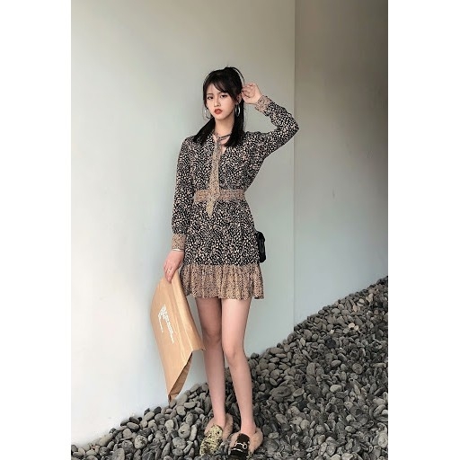 Váy dáng ngắn họa tiết báo Zara Auth new tag có sẵn 2587/156 2587156