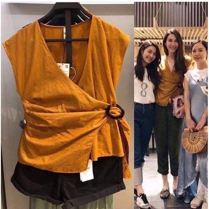 Áo vạt chéo vải kim tuyến Zara Auth new tag có sẵn 3067/202 3067202