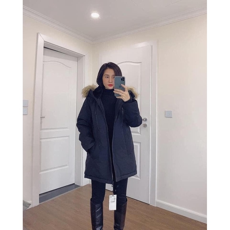 Áo khoác mùa đông chống nước lót lông dáng suông dài Zara Auth New Tag có sẵn 8073/734 8073734