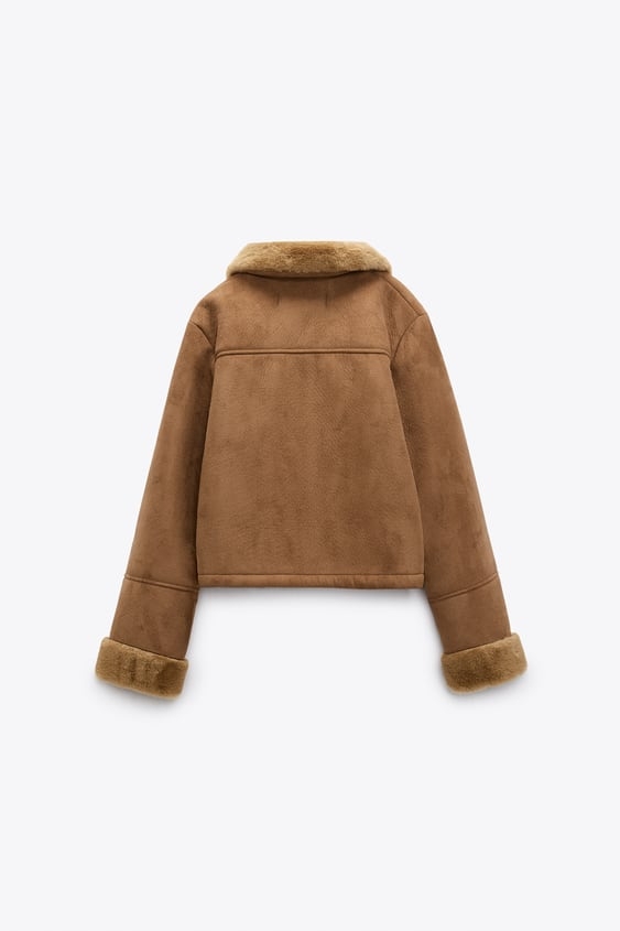 Áo da lộn lót lông mịn cài khuy Zara Auth New Tag có sẵn 6318/243 6318243