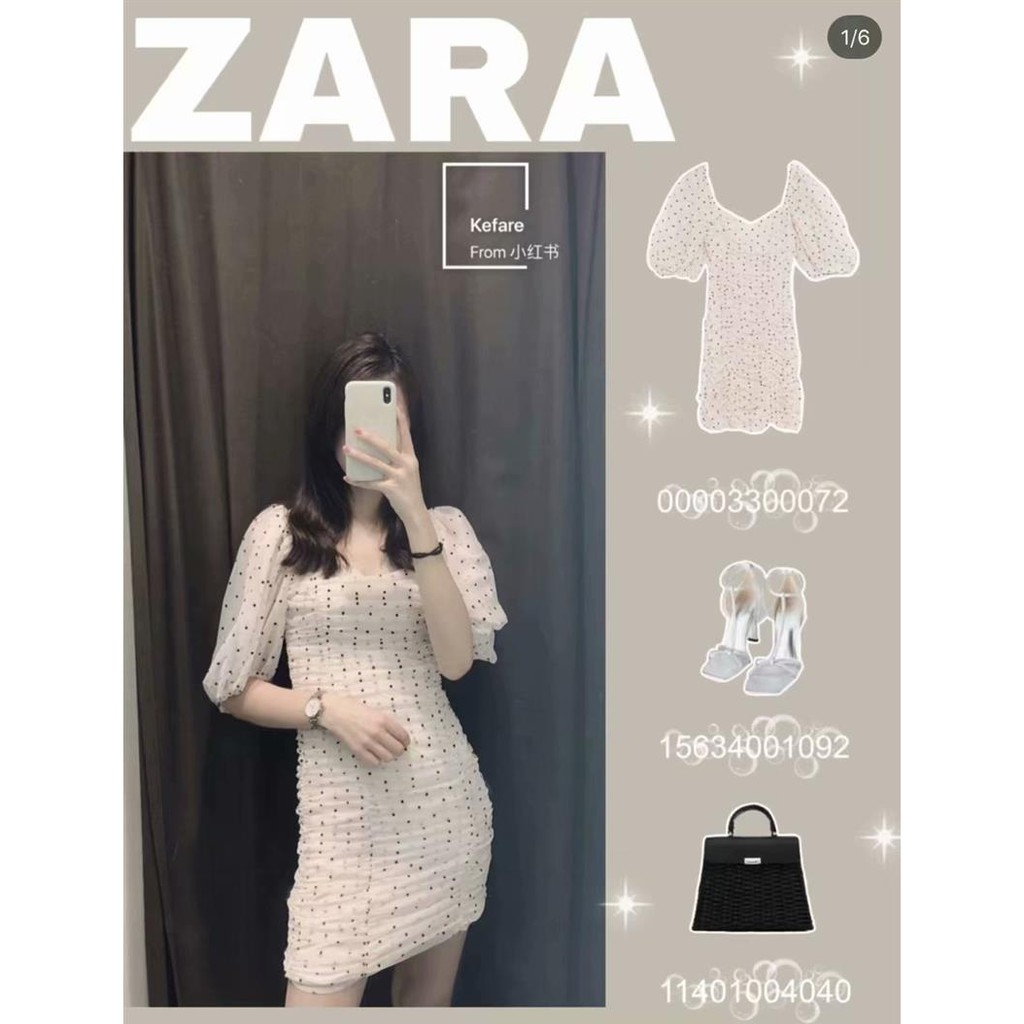 Váy ôm chấm bi dáng ngắn Zara Auth new tag có sẵn