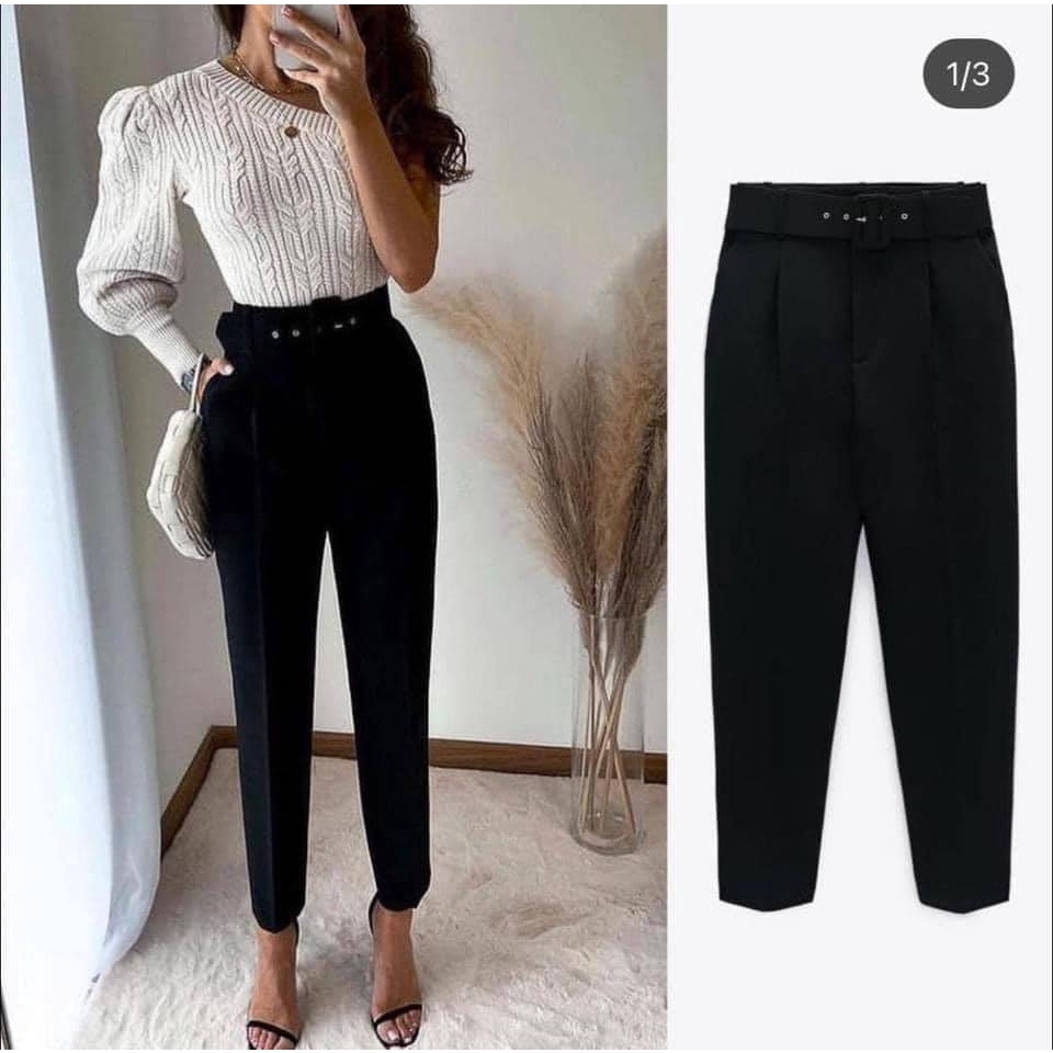 Quần cạp cao kèm thắt lưng Zara Auth New Tag có sẵn 2270/789 2270789