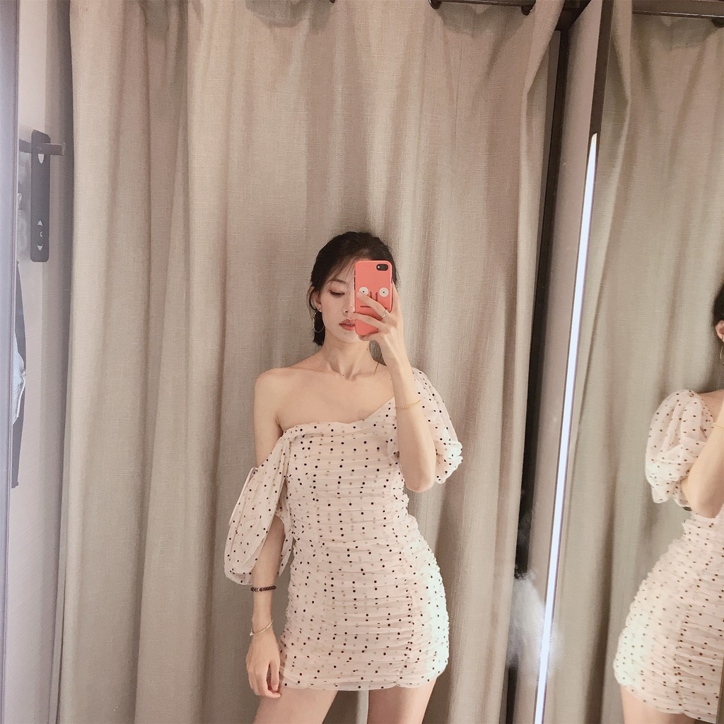 Váy ôm chấm bi dáng ngắn Zara Auth new tag có sẵn