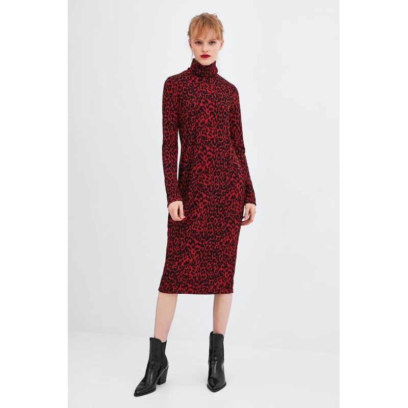 Váy len nhẹ dáng dài cổ cao Zara Auth new tag có sẵn 5643/324 5643324 bầu nhỏ mặc được